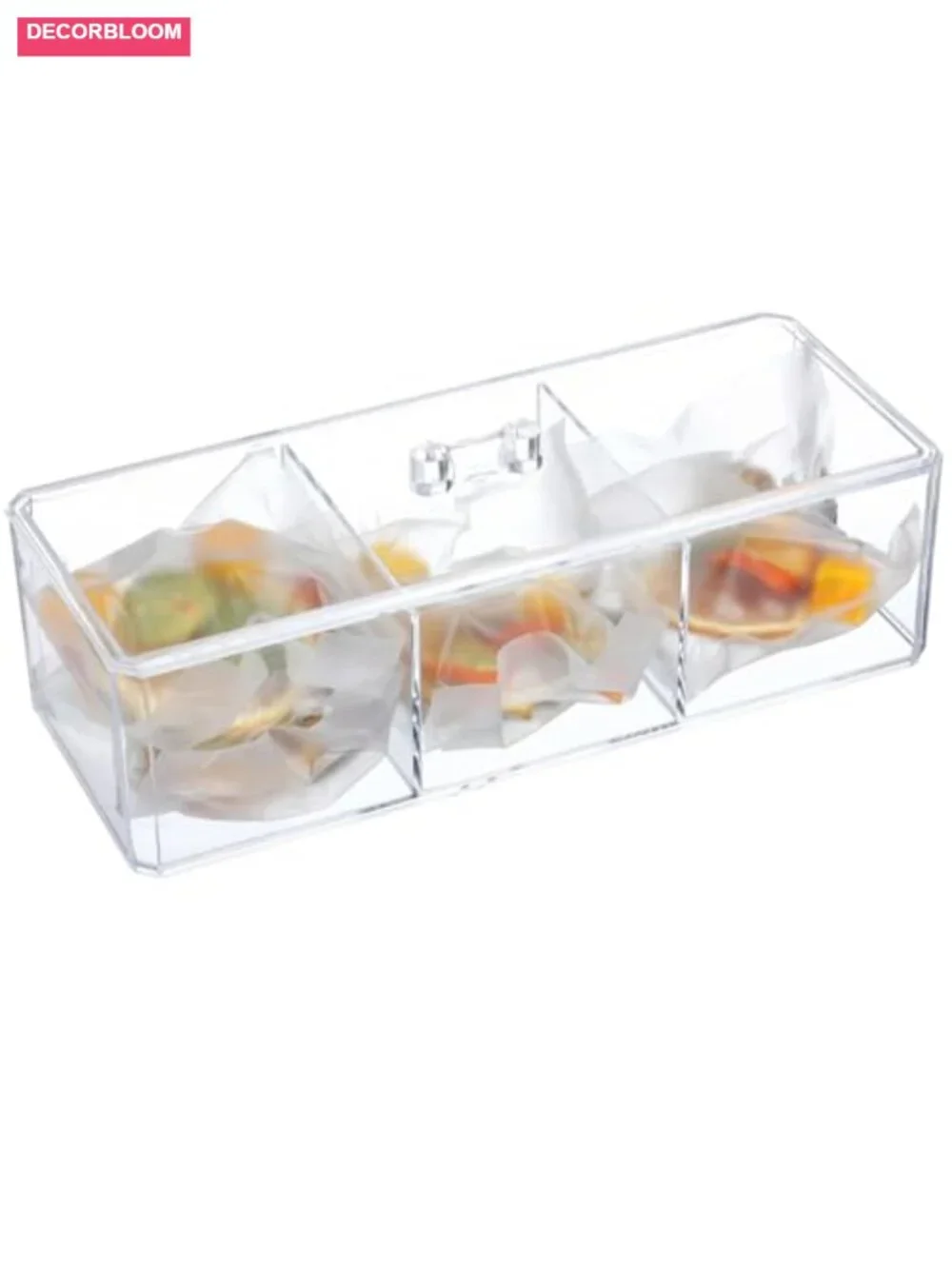 Clear Tea Bag Organizer Box with Lid - Divided Storage Container